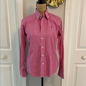 Ralph Lauren Pink and White Striped Button Down Shirt